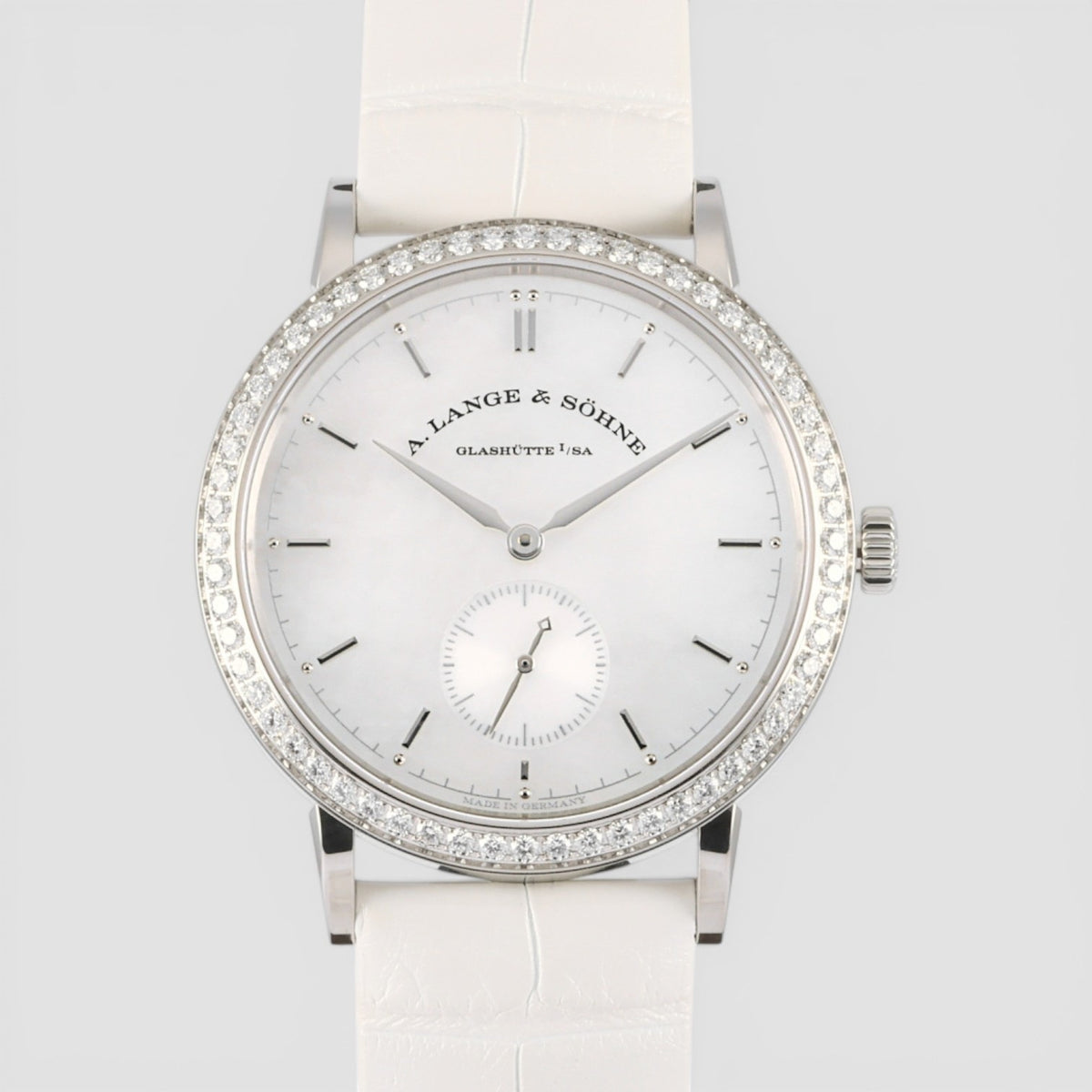 A. Lange & Söhne Saxonia Automatic Mother of Pearl Diamond Bezel 18K WG