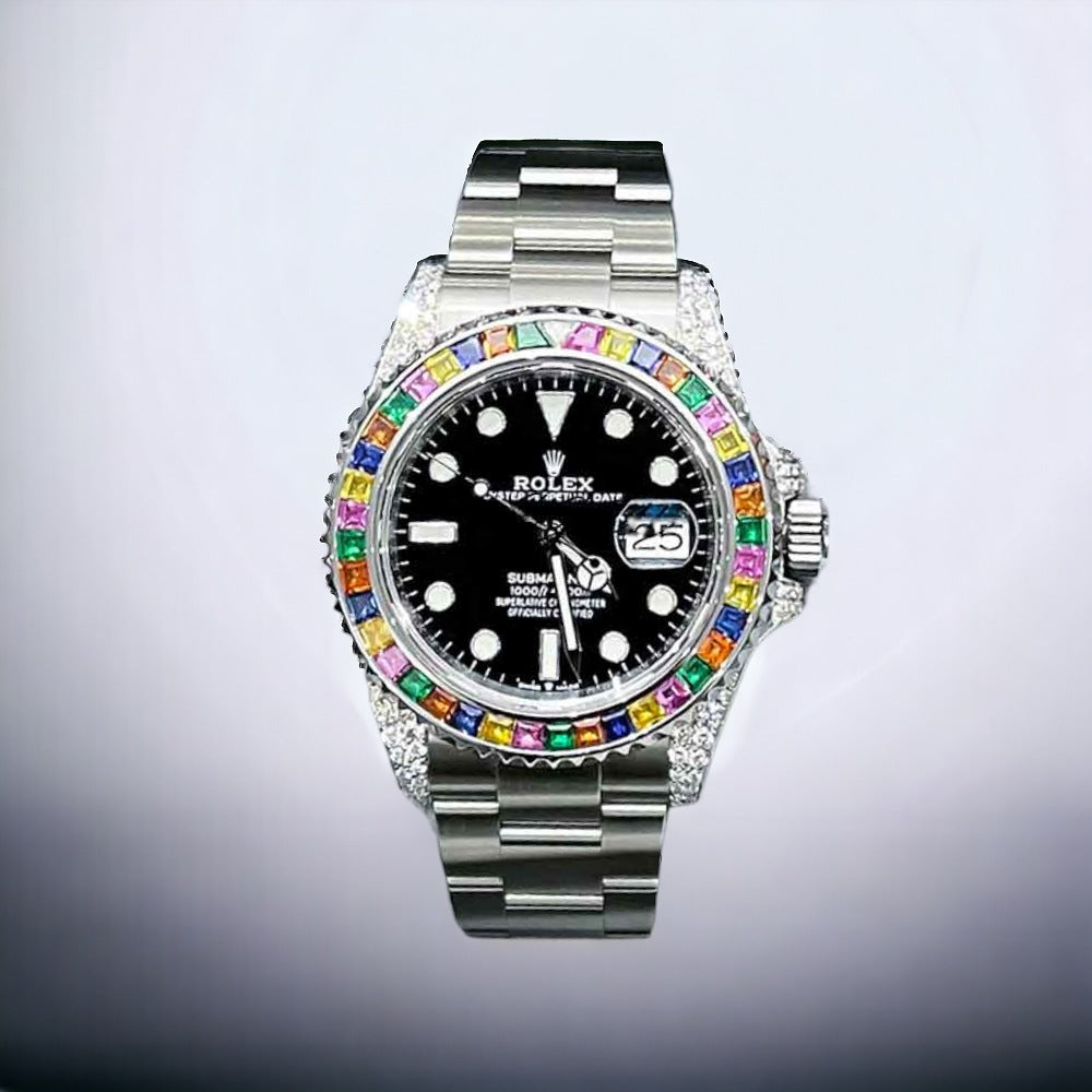 Submariner Date – 41 mm – Black Dial – Custom Diamond Set – “Haribo” Bezel Ice Out