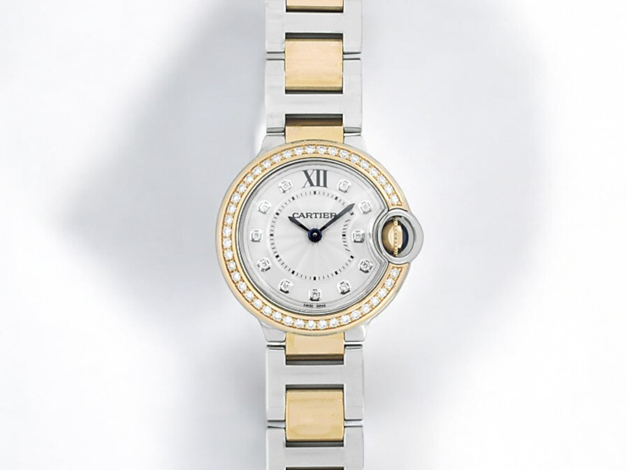 Ballon Bleu de Cartier Silver Dial Diamond Stainless Steel and Rose Gold