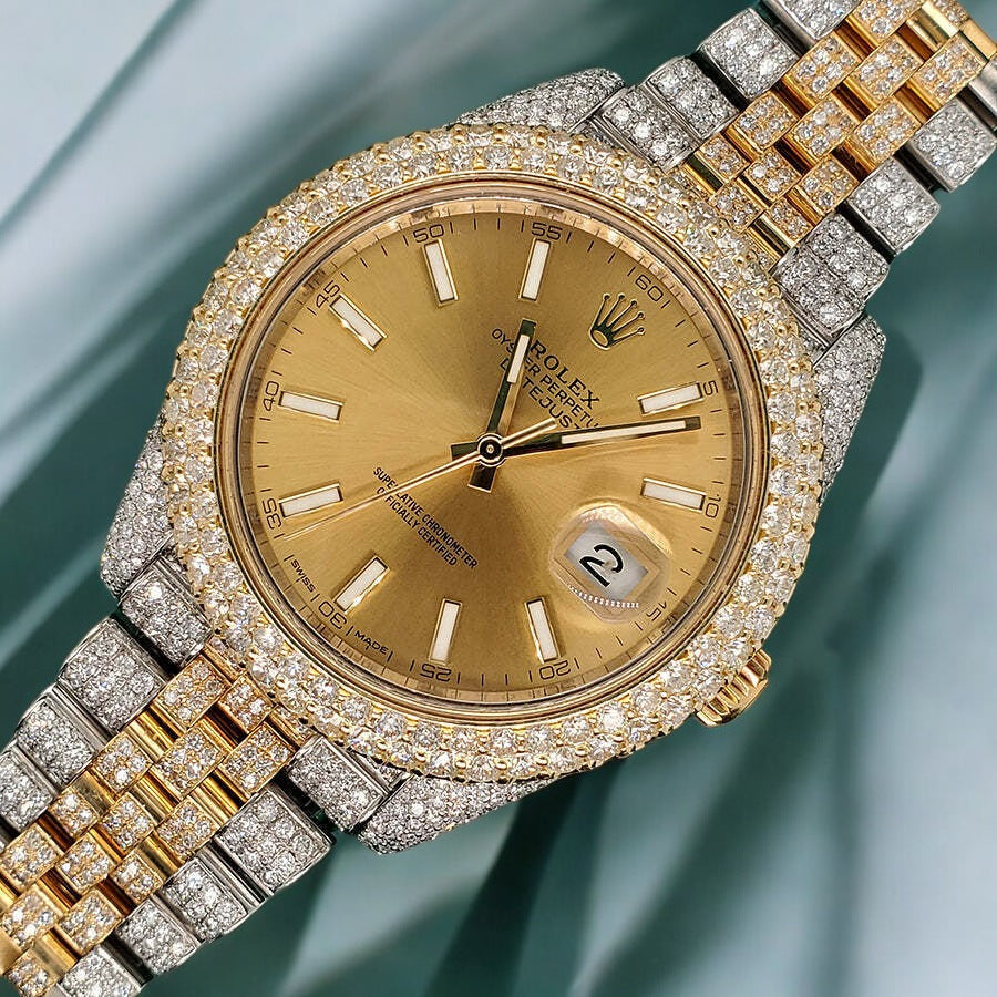 Datejust 41 Champagne Dial - Jubilee bracelet - Iced Out - Diamonds