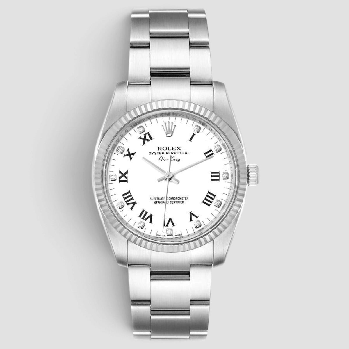 Air-King 34 White Roman Numeral Diamond Dial