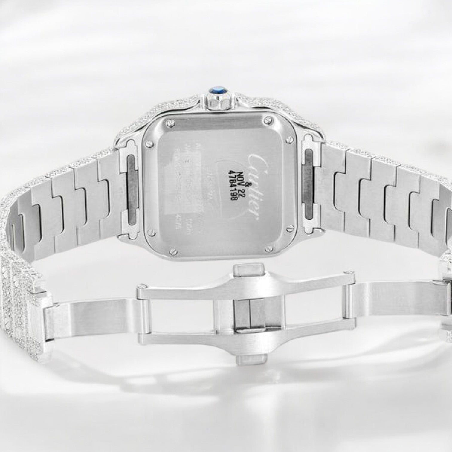 Santos De Cartier Medium Iced Out 35mm Diamond - Iced Out