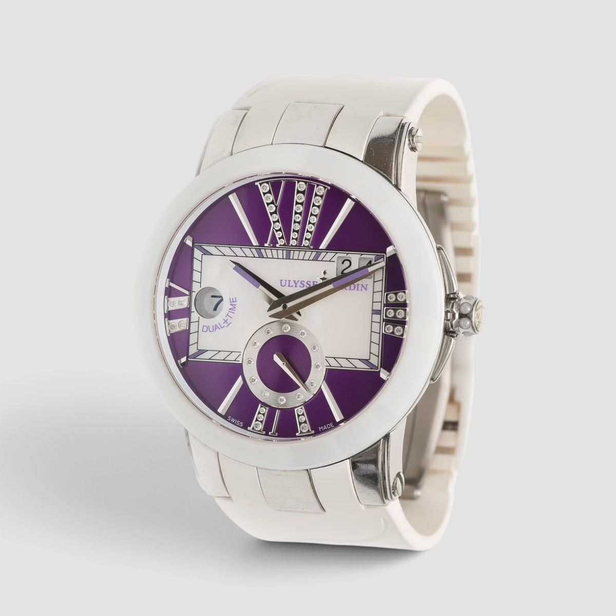 Executive Dual Time 40mm Purple Dial Stainless Steel