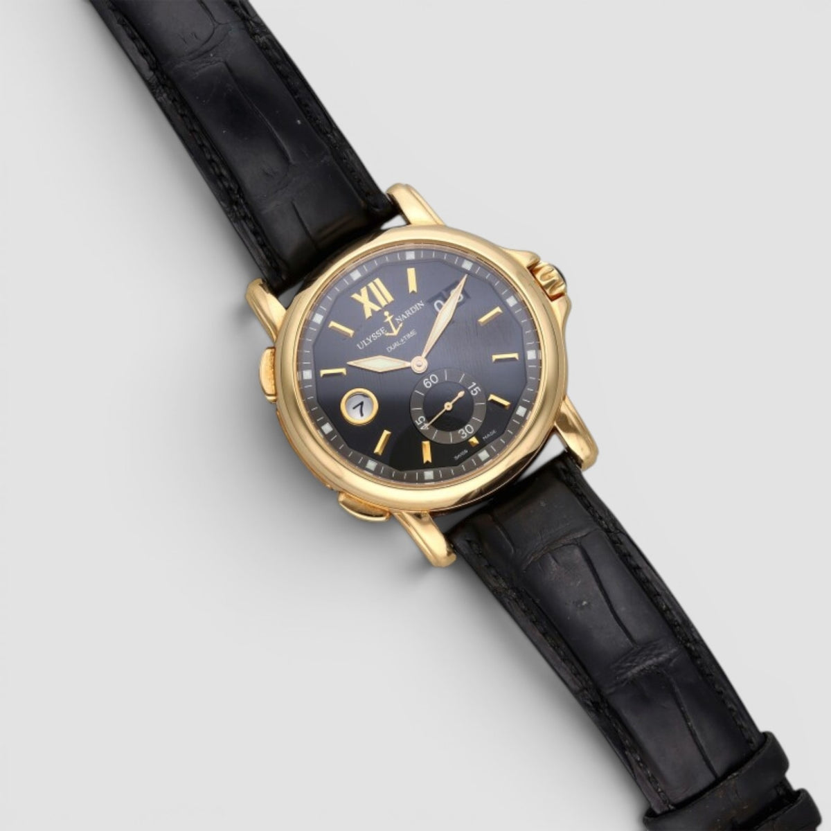 Dual Time 42mm Black Dial 18kt Rose Gold