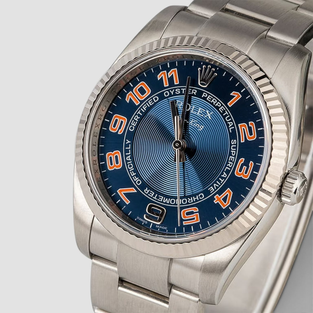 Air-King 34 Blue Concentric Dial with Orange Arabic Numerals