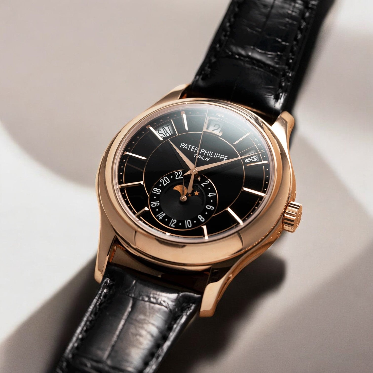 Annual Calendar 5205R Black Dial 18k Rose Gold