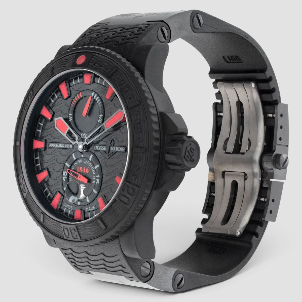 Diver Black Sea 45mm Black Rubber-Coated Steel