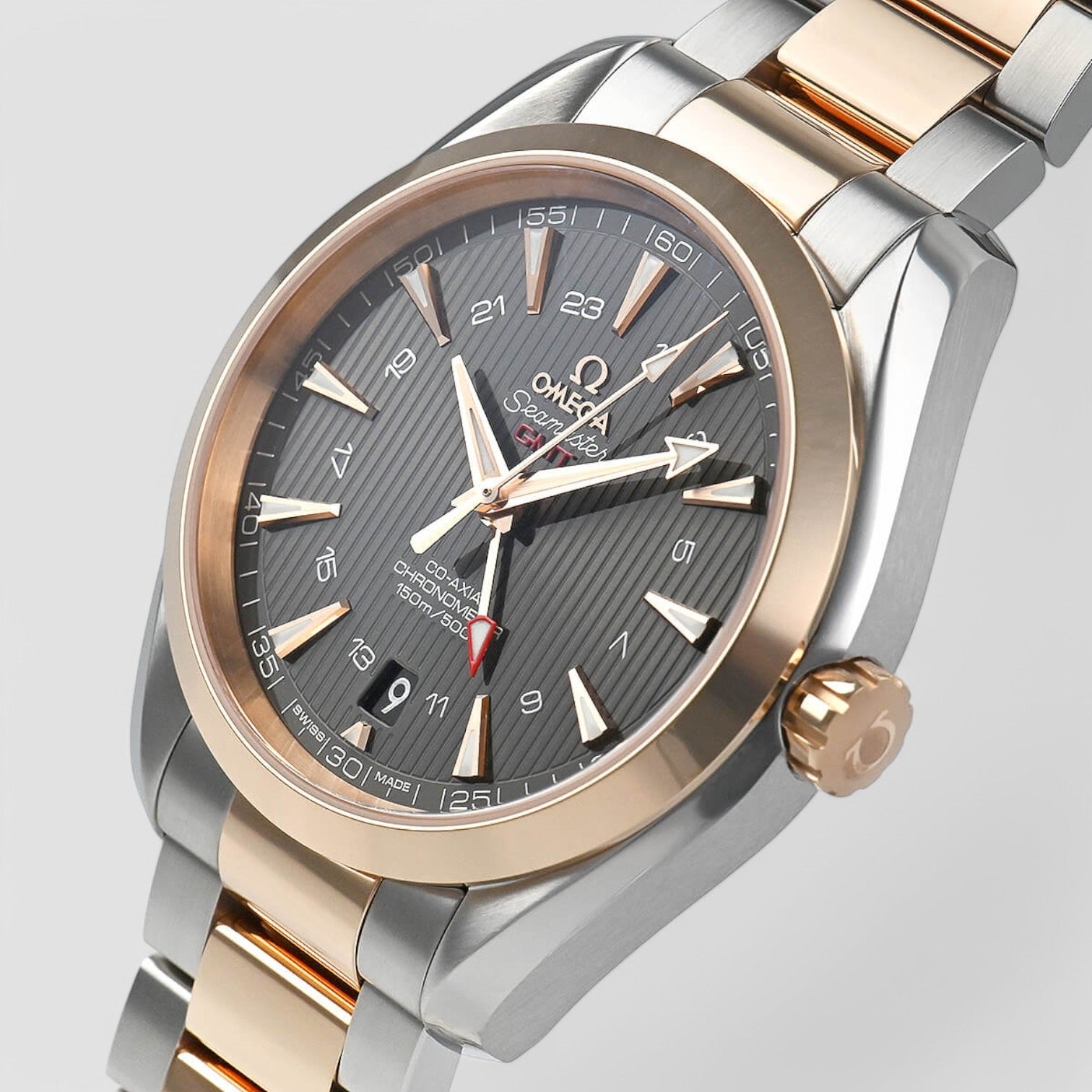 Seamaster Aqua Terra GMT Automatic Grey Dial Two-tone Unisex Watch