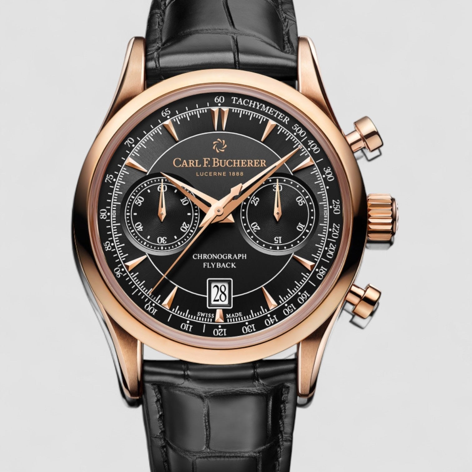Manero Flyback Chronograph Automatic Black Dial Men's Watch