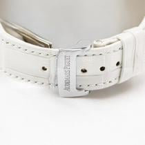 Royal Oak 37mm in Steel with Diamond Bezel on White Leather Strap with Silver Dial