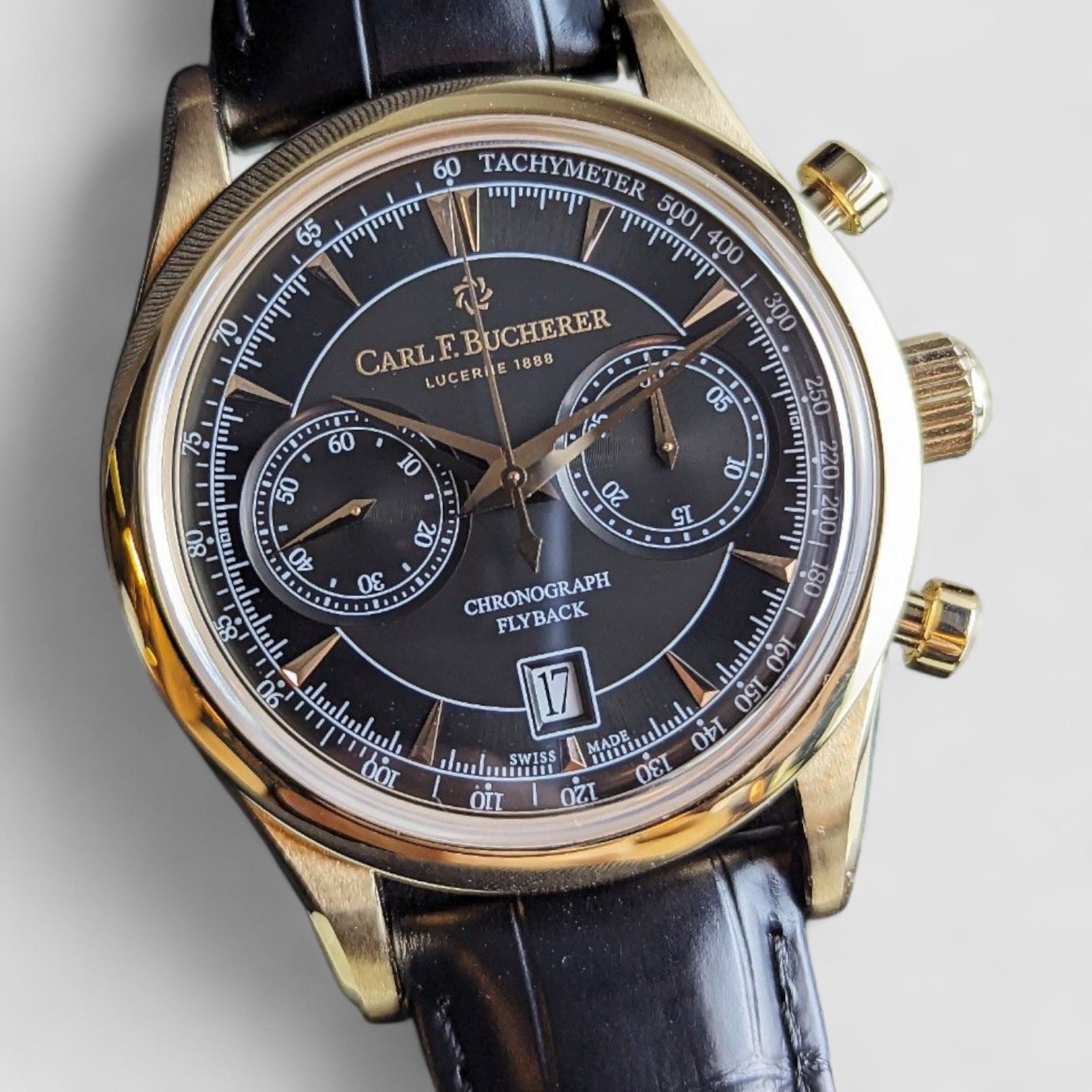 Manero Flyback Chronograph Automatic Black Dial Men's Watch