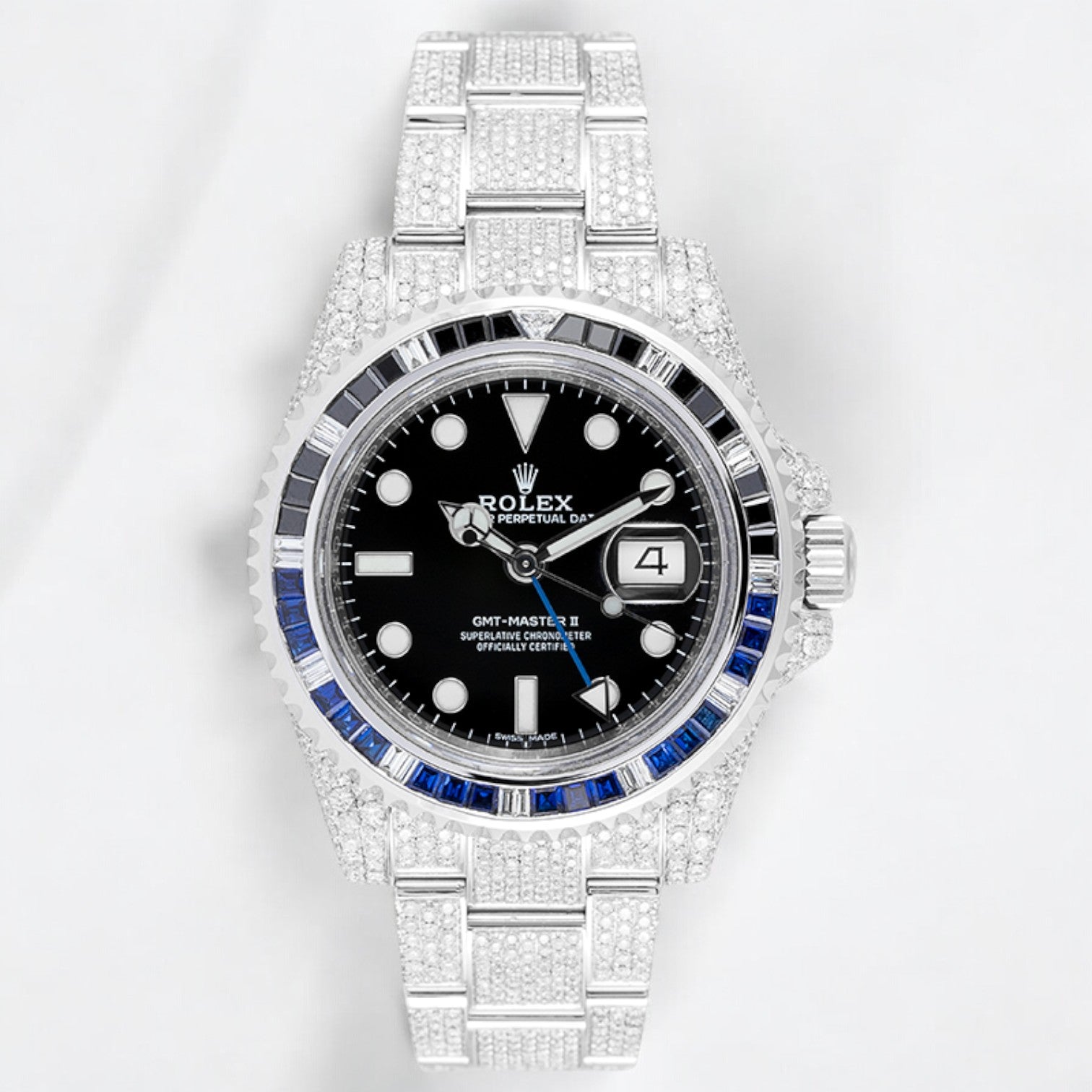 GMT-Master II "Batman" Diamond Set with Custom Black/Blue Bezel 116710BLNR - Iced Out