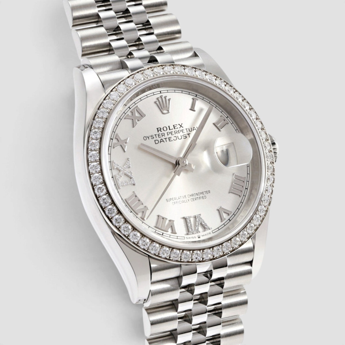 Datejust 36 Silver Roman Numeral Diamond Dial Jubilee