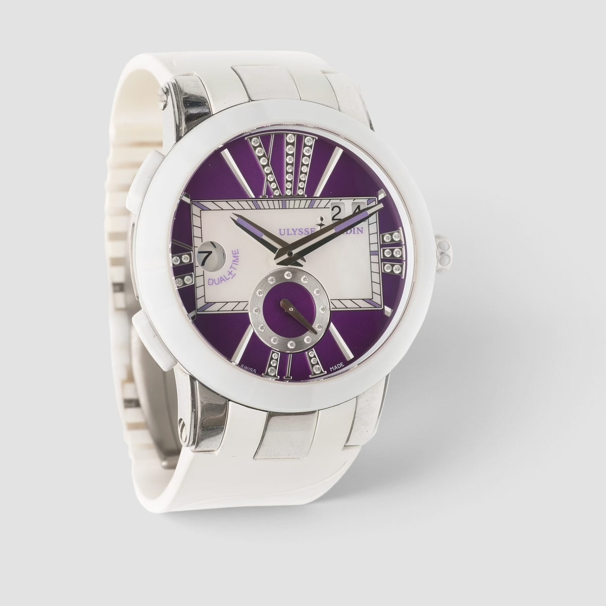 Executive Dual Time 40mm Purple Dial Stainless Steel