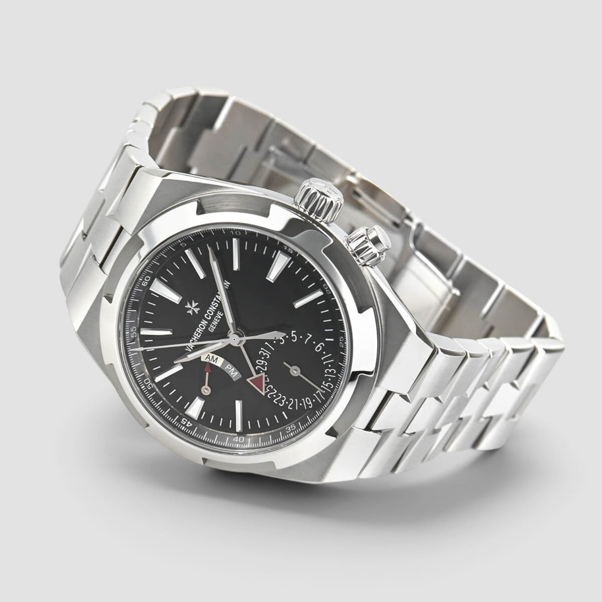 Overseas Dual Time Stainless Steel Black Dial