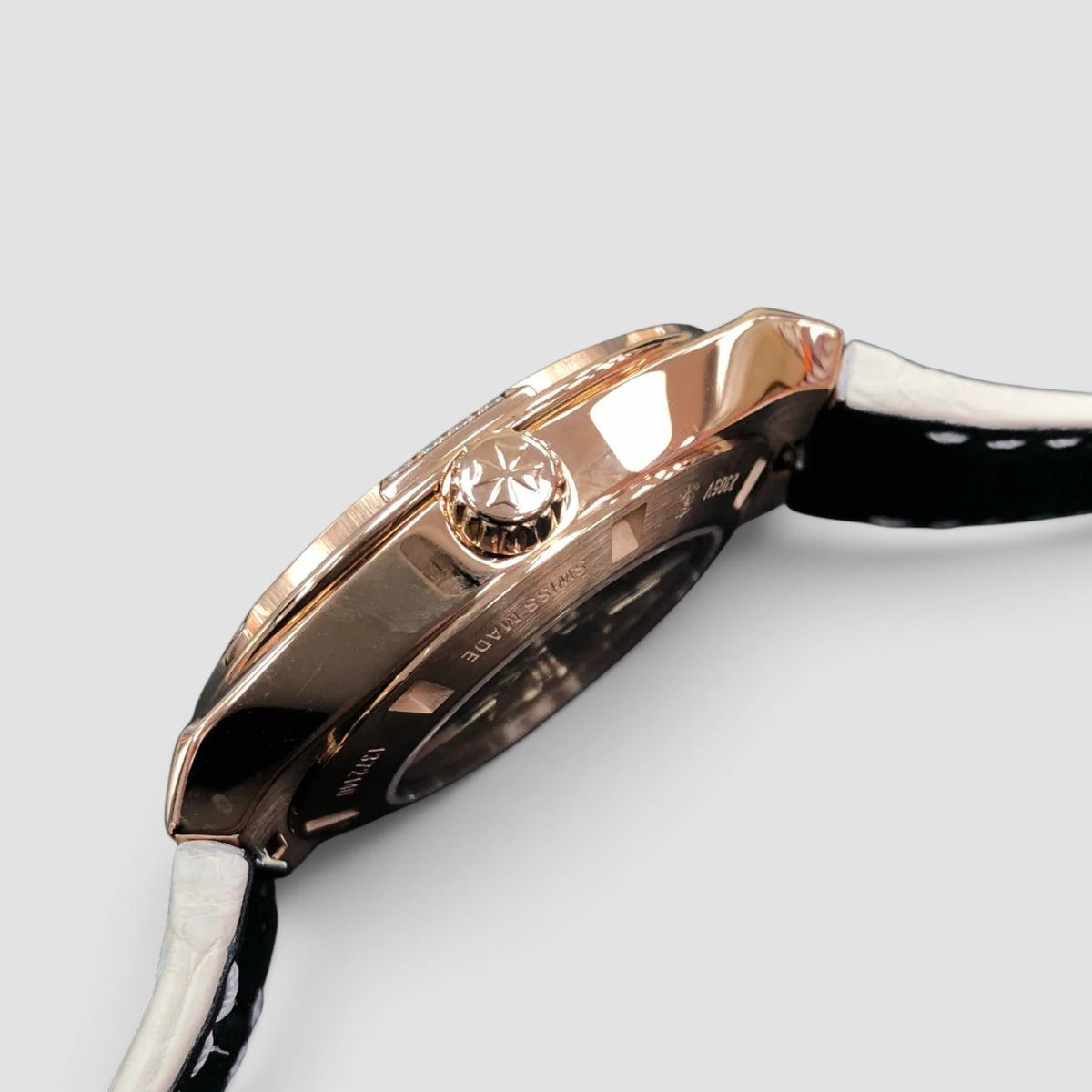 Overseas Small 37mm Pink Dial 18K Rose Gold Diamond Bezel
