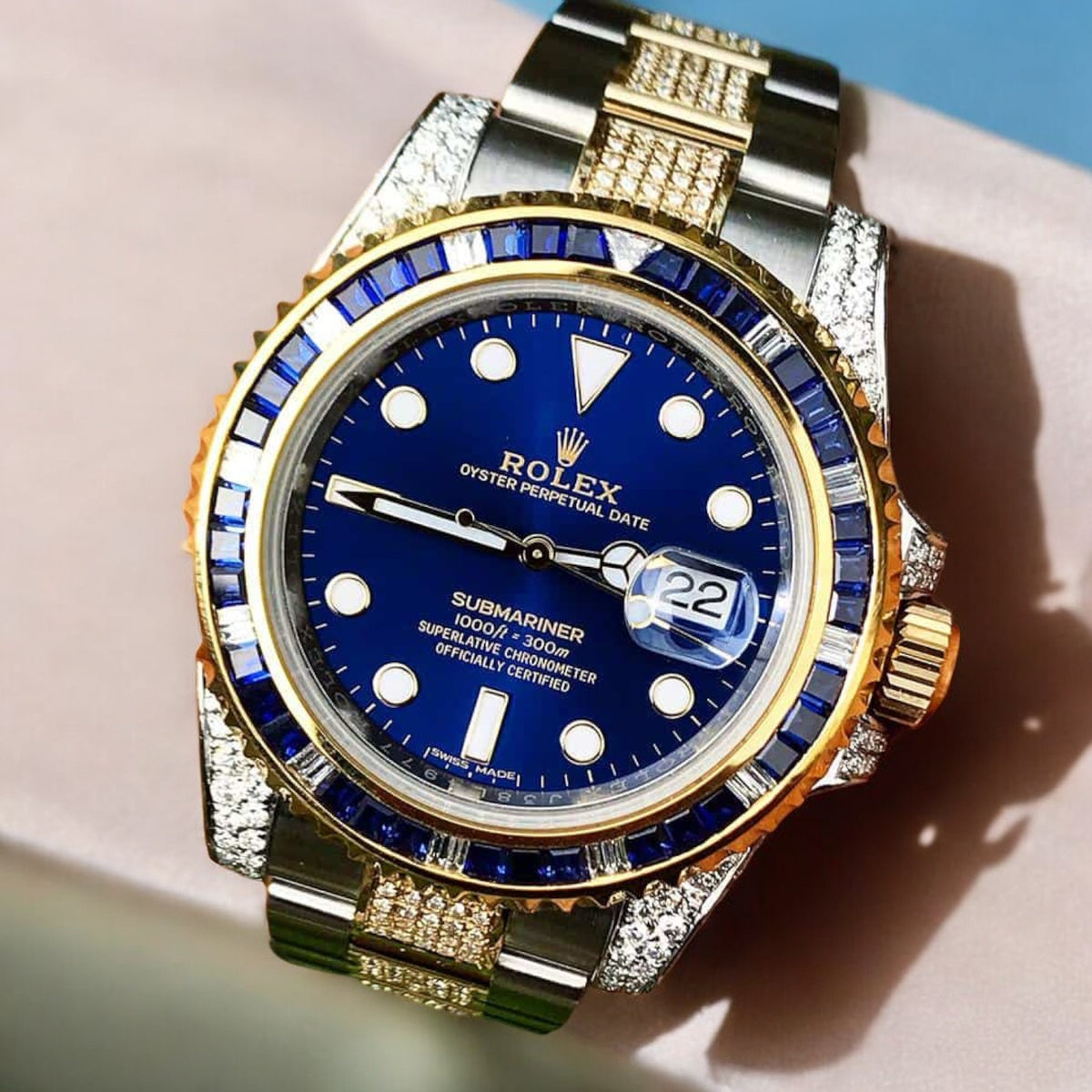 Submariner Date – Oyster – Royal Blue Dial – Custom Diamond-Set - Iced out