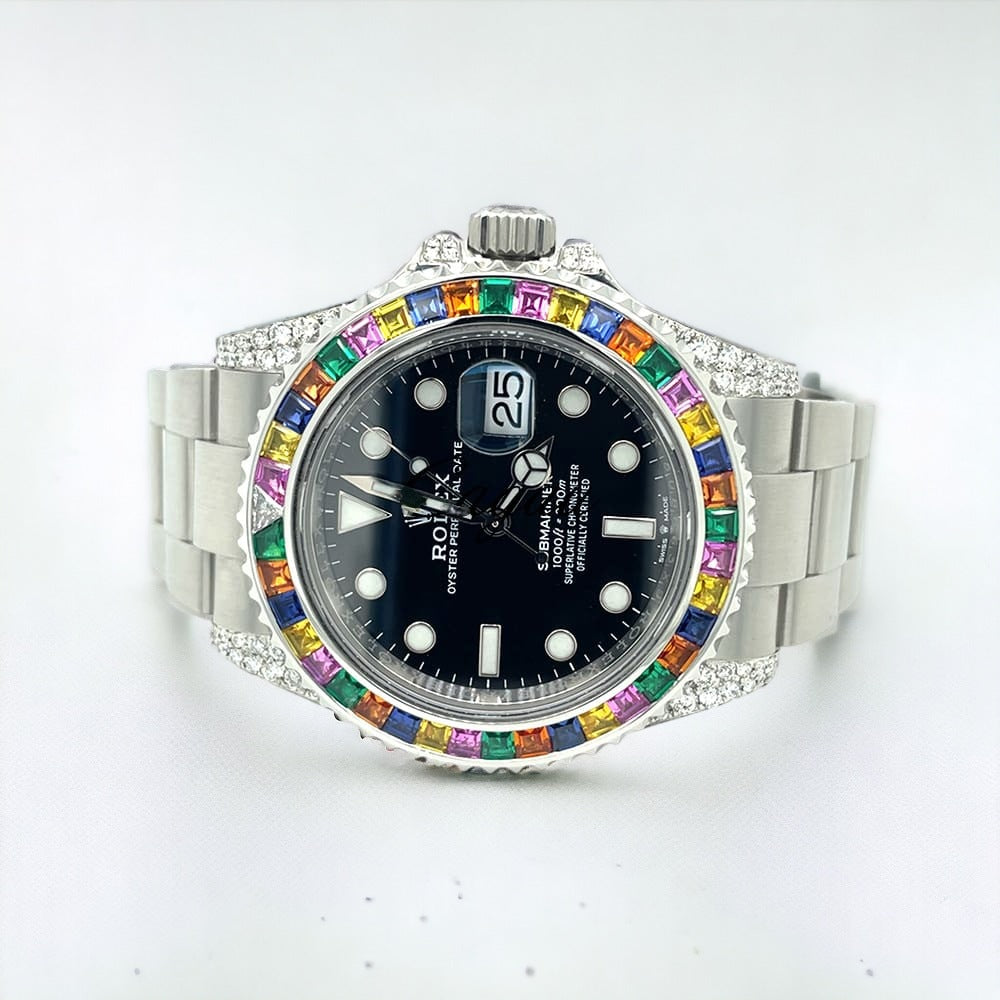 Submariner Date – 41 mm – Black Dial – Custom Diamond Set – “Haribo” Bezel Ice Out
