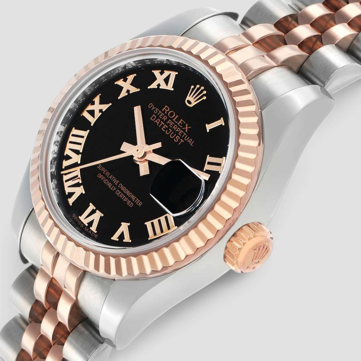 Lady-Datejust 26 Black Roman Numeral Dial Jubilee