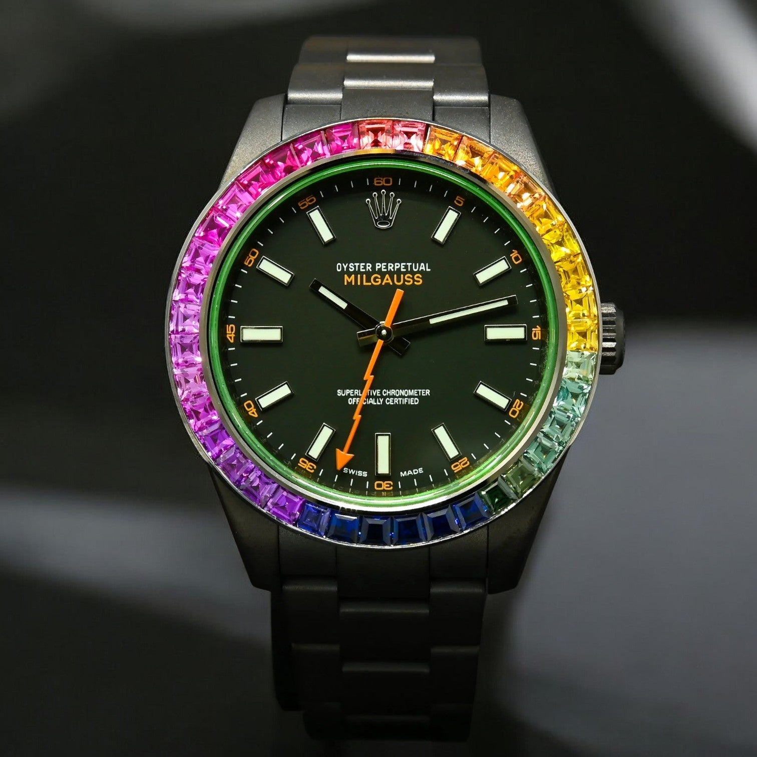 Milgauss 40mm - Black Rainbow - Oyster – Custom Diamond Bezel - Iced Out