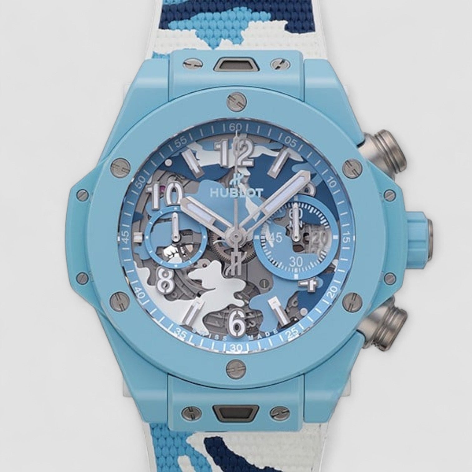 Big Bang Unico JCAM BIG BANG UNICO SKY BLUE CAMO 44 MM