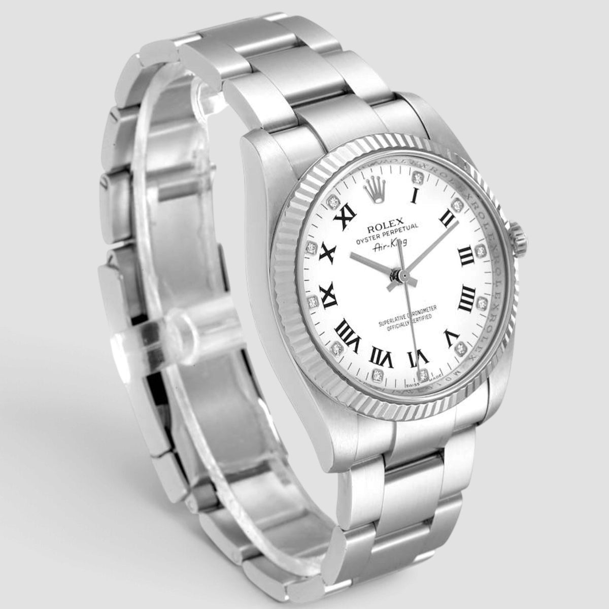 Air-King 34 White Roman Numeral Diamond Dial