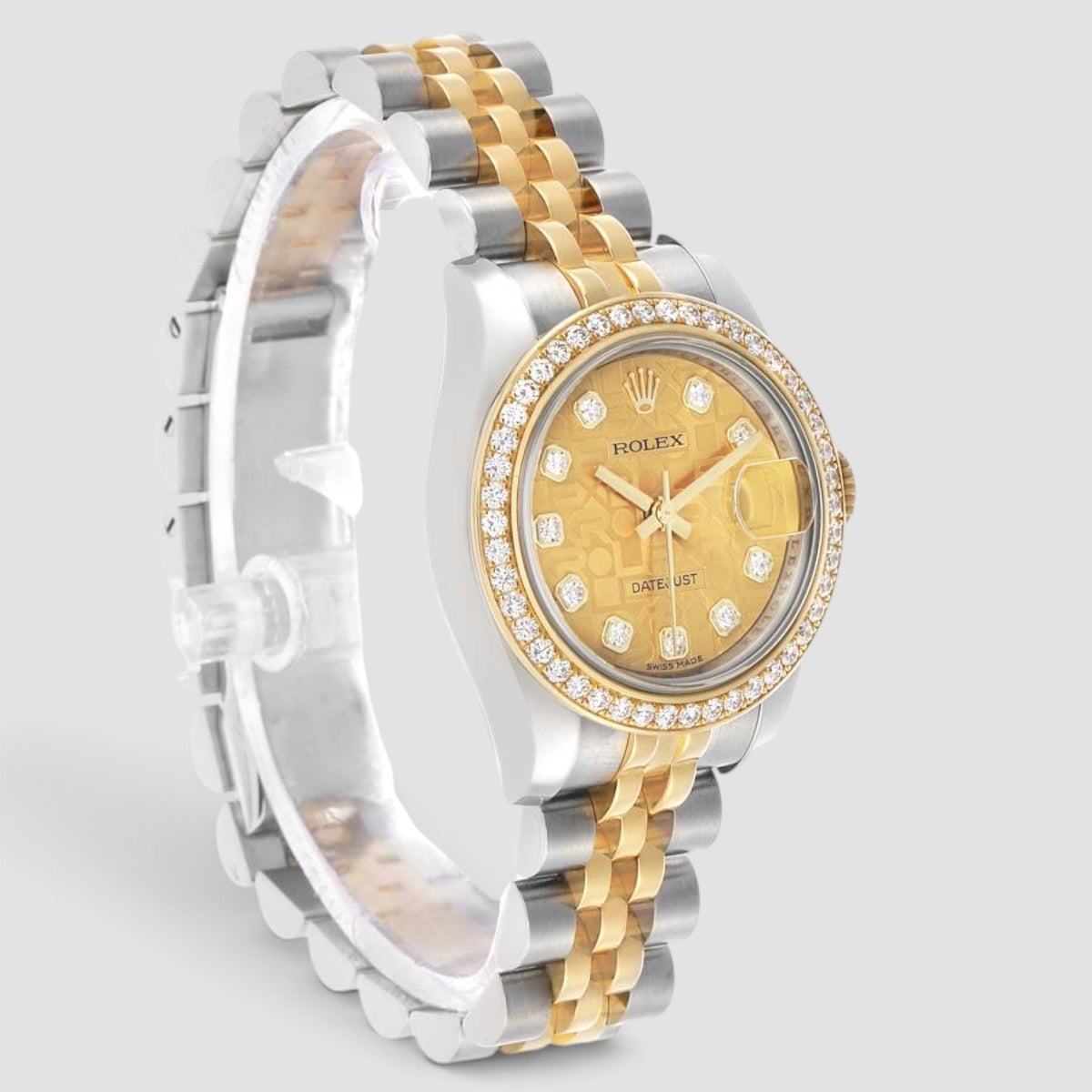 Lady-Datejust 26 Champagne Computer Diamond Dial Jubilee