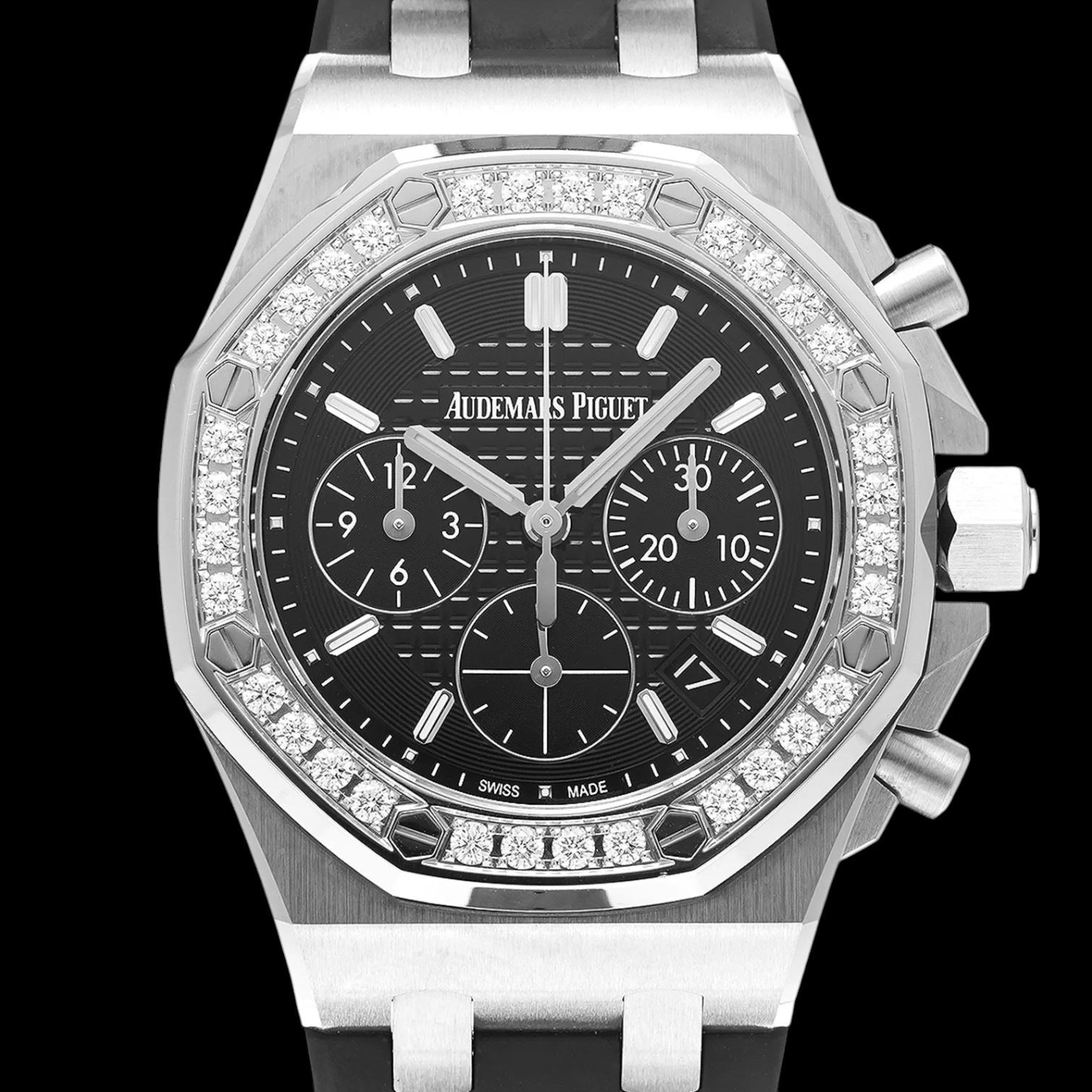 Royal Oak Offshore unisex Chronograph 37mm Steel Diamond Bezel Silver Dial