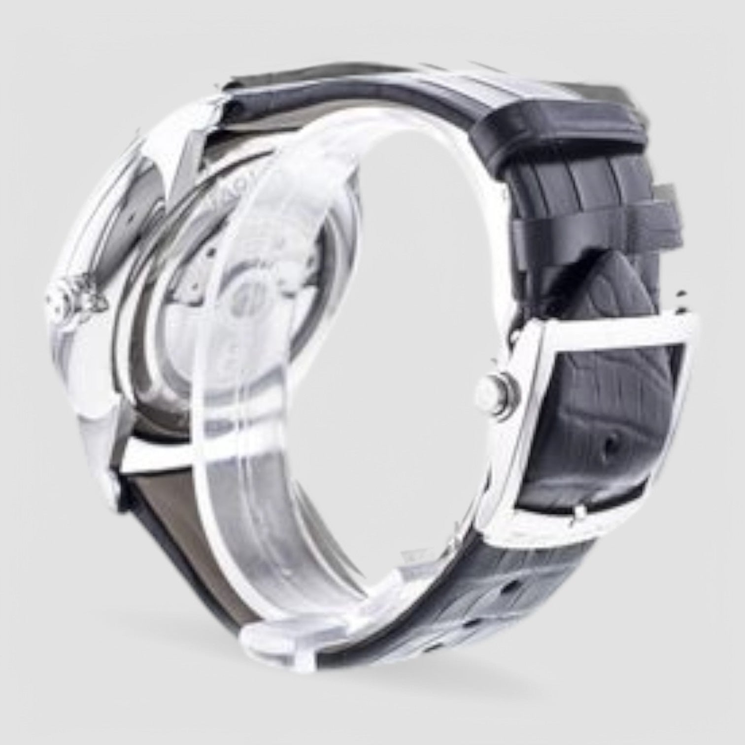 Grande Seconde Quantieme Automatic Gray Matte Dial Black Leather Men's Watch