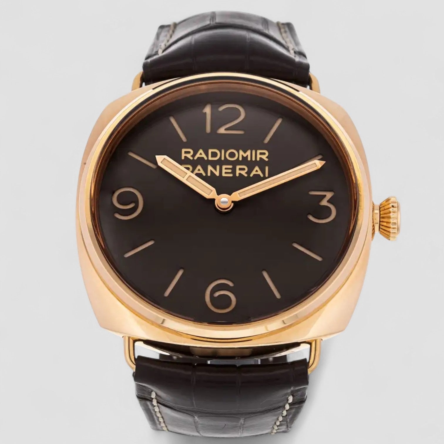 Panerai Radiomir 3 Days Ora Rosa Mechanical Brown Dial Brown Leather Men's Watch