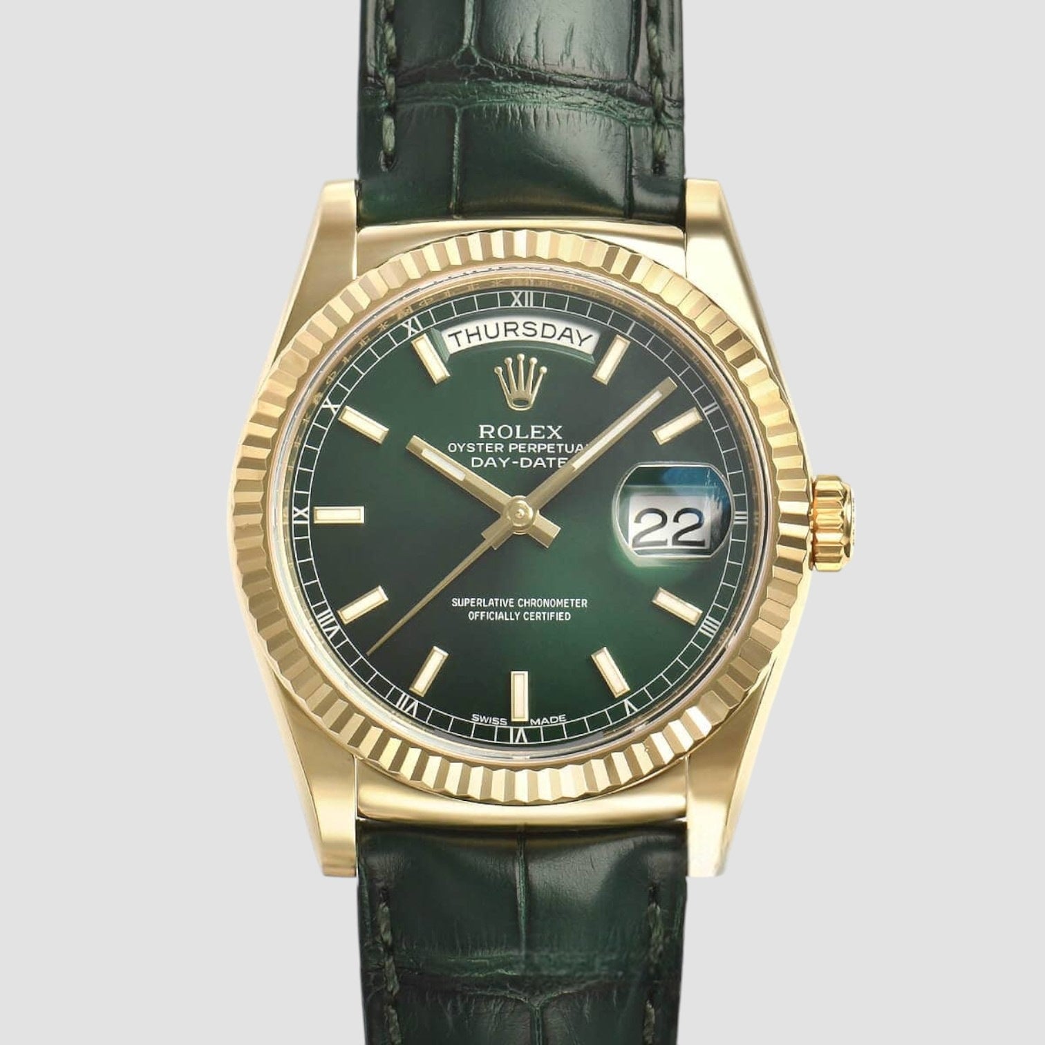 Day-Date 36 Green Dial Solid 18k Gold Luxury Watch