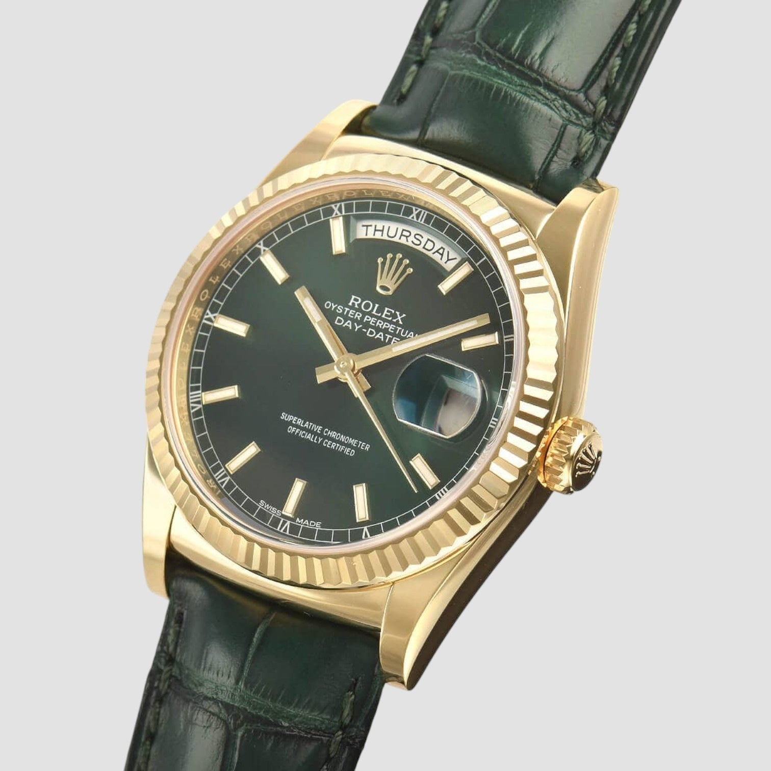 Day-Date 36 Green Dial Solid 18k Gold Luxury Watch