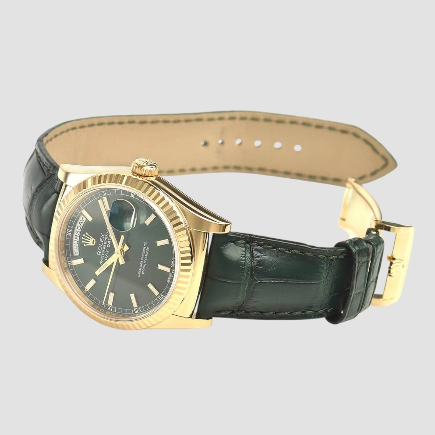 Day-Date 36 Green Dial Solid 18k Gold Luxury Watch