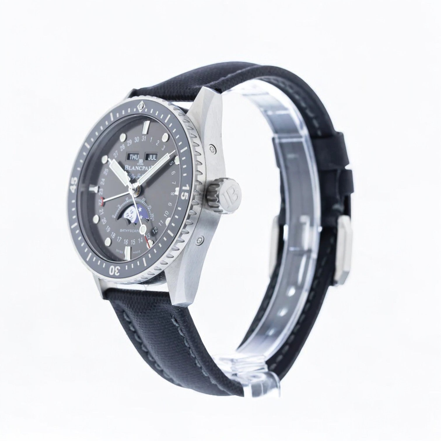 Fifty Fathoms Bathyscaphe Quantieme Complete Calendar Phases de Lune + Steel Bracelet