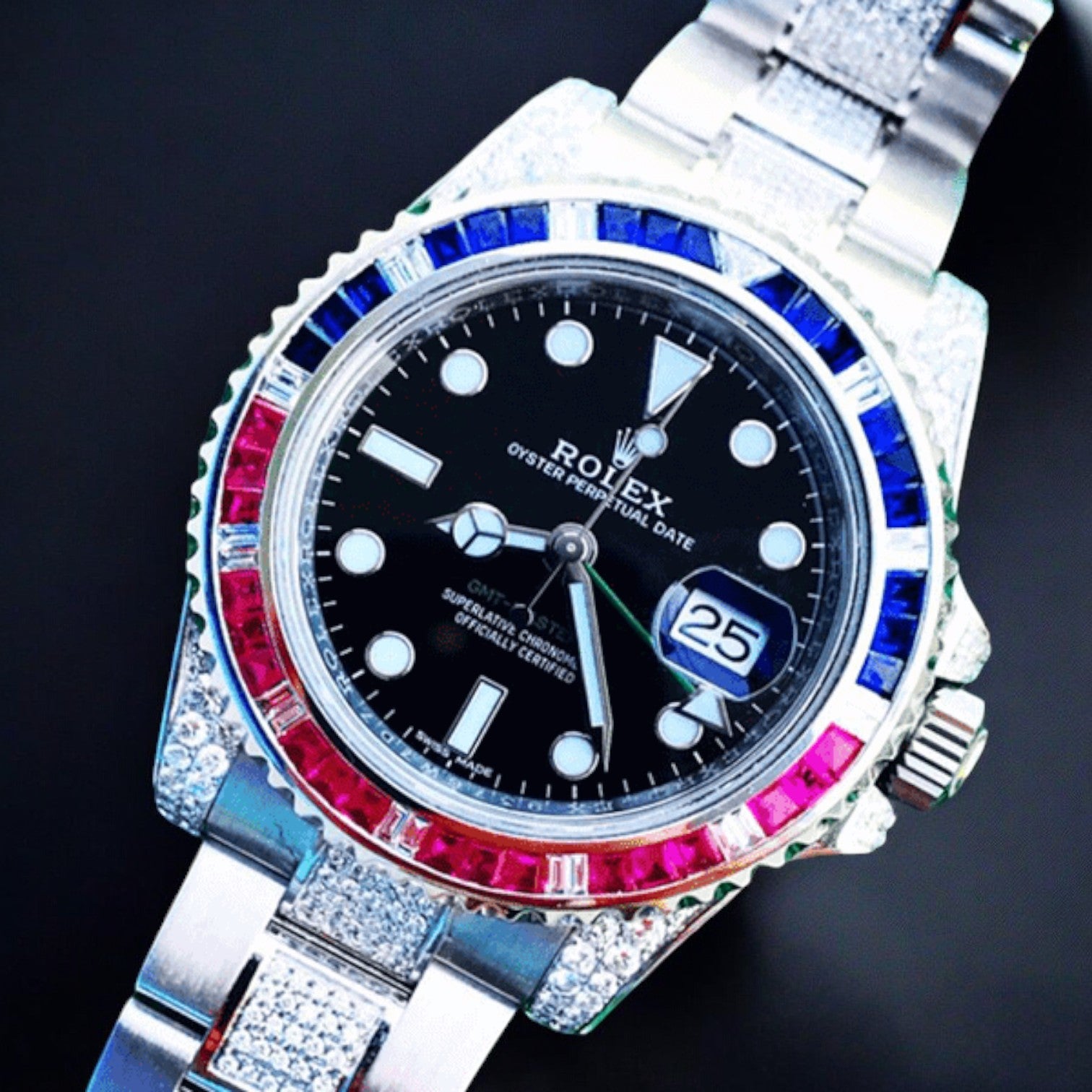 GMT-Master II “Pepsi” – 40 mm – Oyster – Black Dial – Custom Diamond-Set - Iced Out