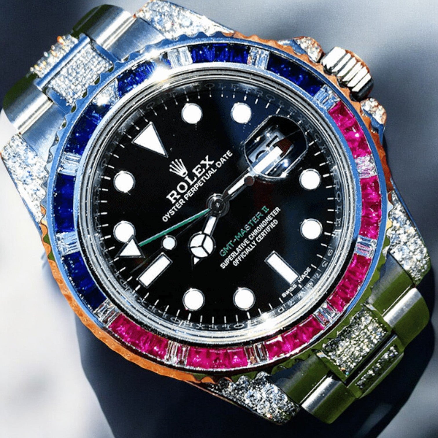 GMT-Master II “Pepsi” – 40 mm – Oyster – Black Dial – Custom Diamond-Set - Iced Out