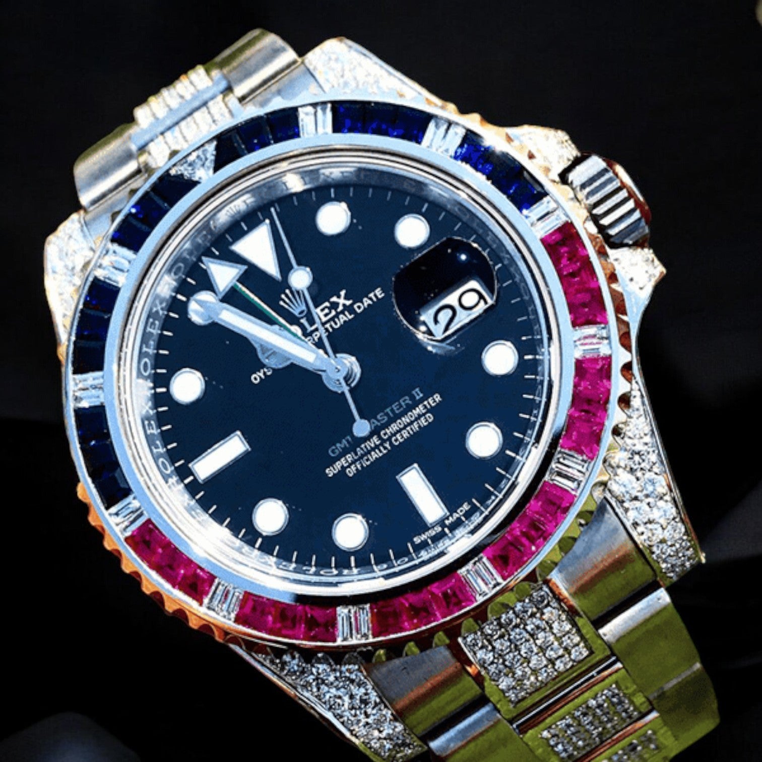 GMT-Master II “Pepsi” – 40 mm – Oyster – Black Dial – Custom Diamond-Set - Iced Out