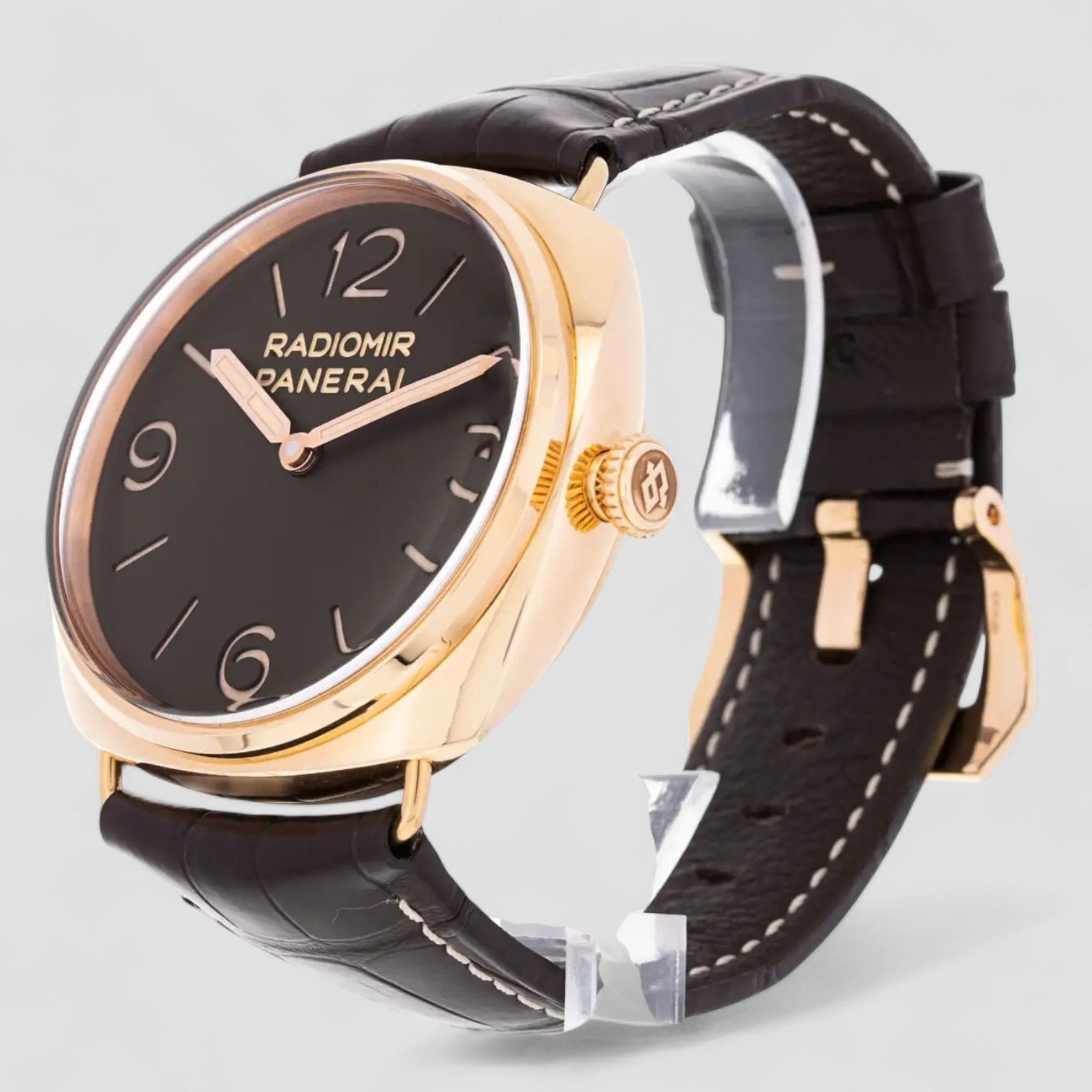 Panerai Radiomir 3 Days Ora Rosa Mechanical Brown Dial Brown Leather Men's Watch