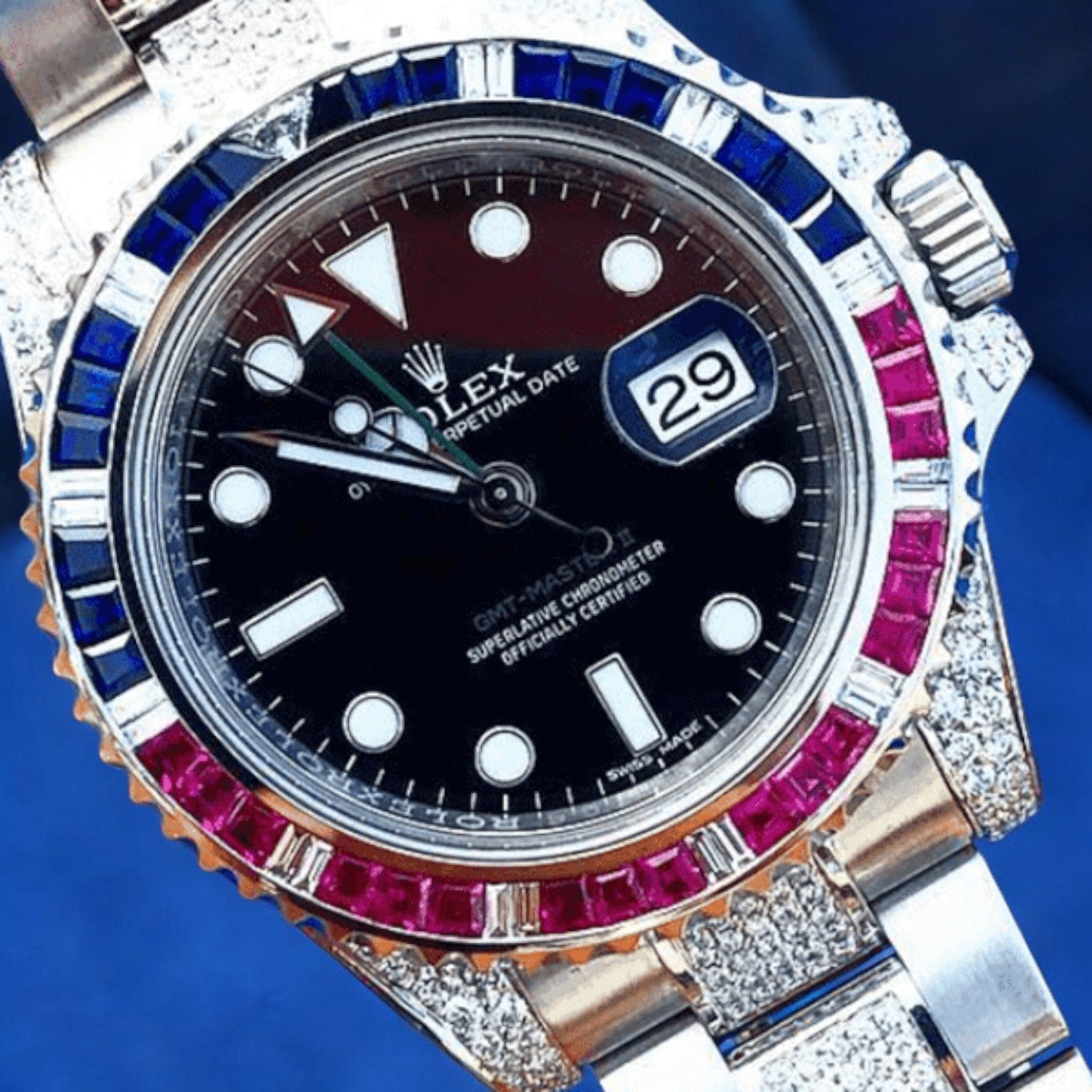 GMT-Master II “Pepsi” – 40 mm – Oyster – Black Dial – Custom Diamond-Set - Iced Out