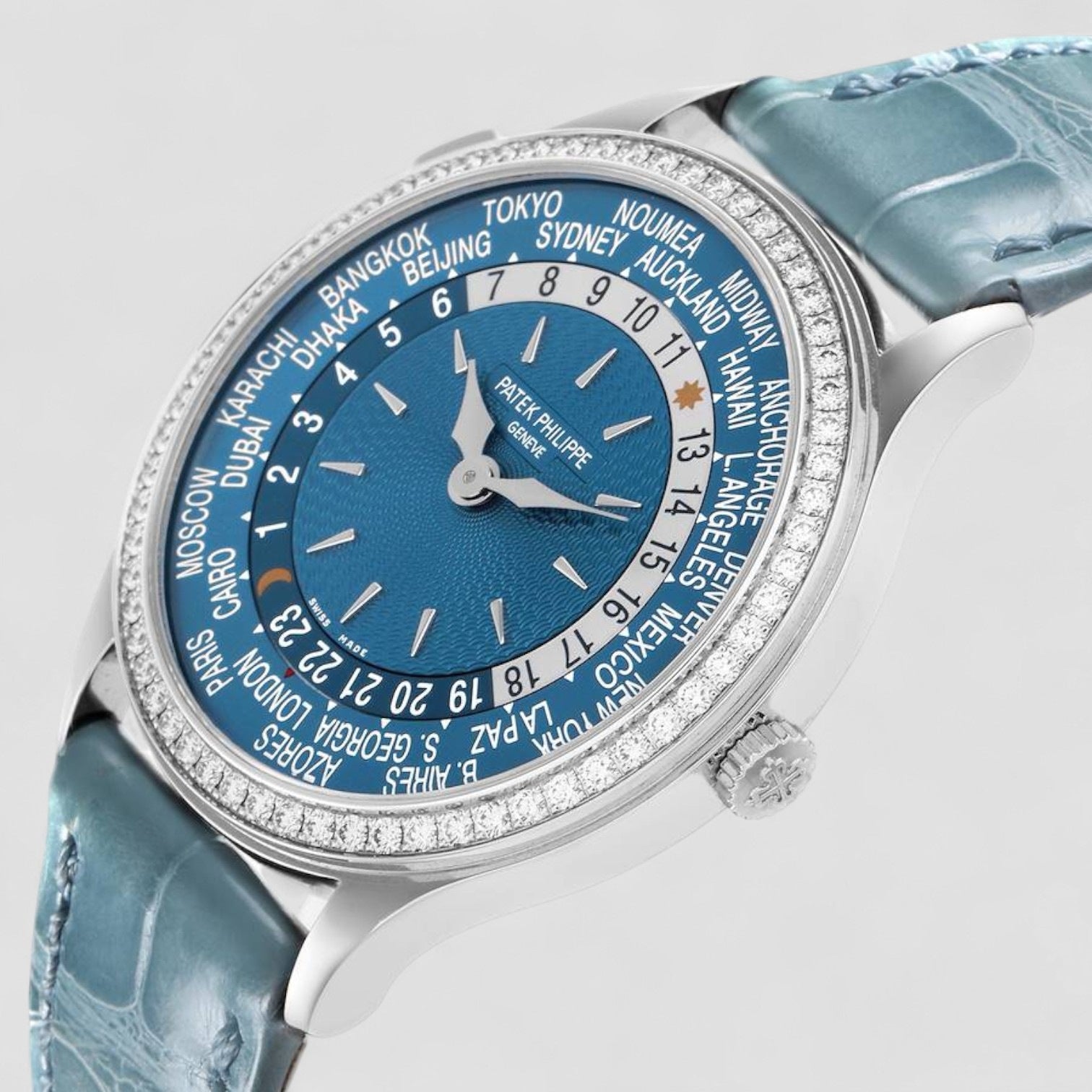 World Time Complications Diamond Mens Watch