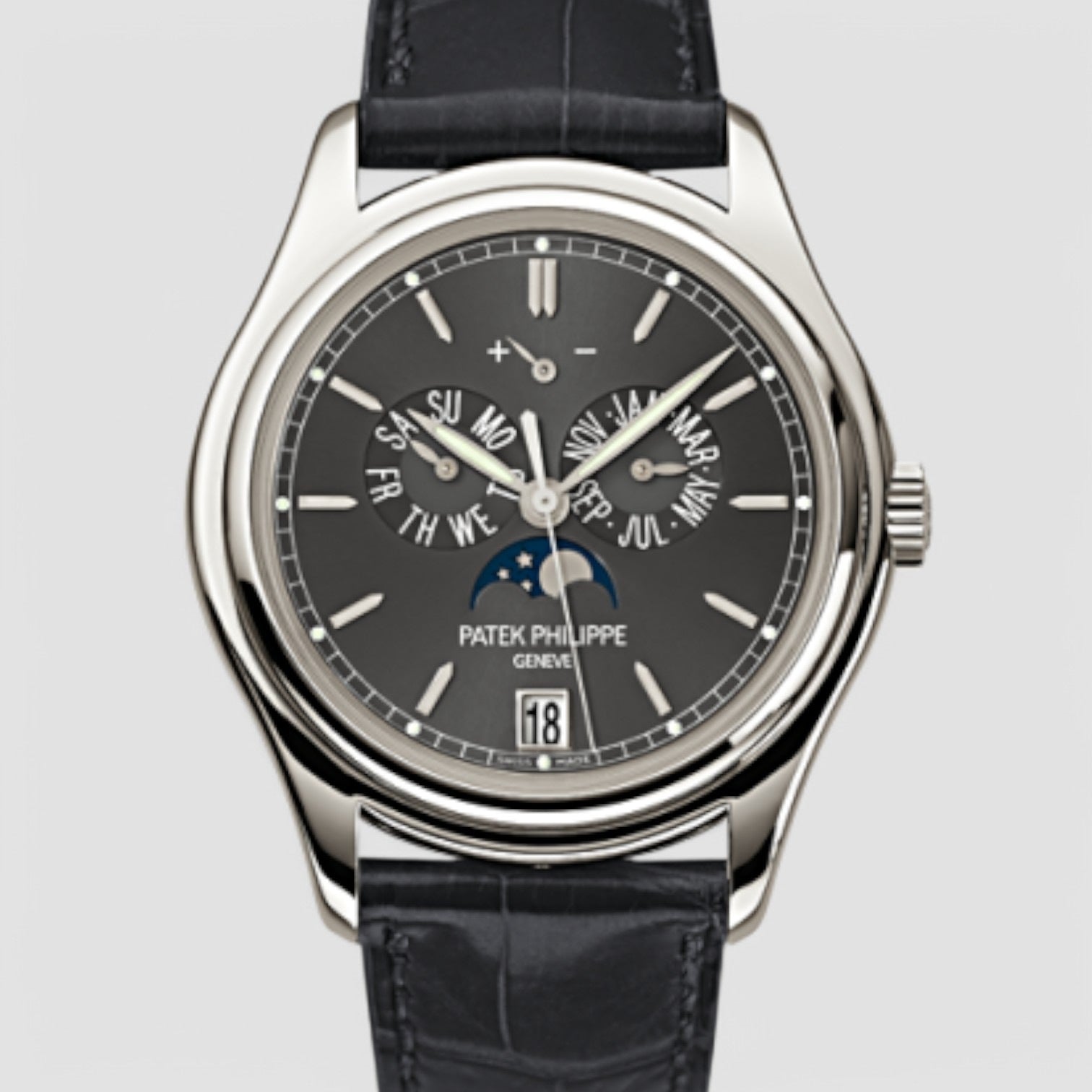 Annual Calendar  Grey Dial Platinum