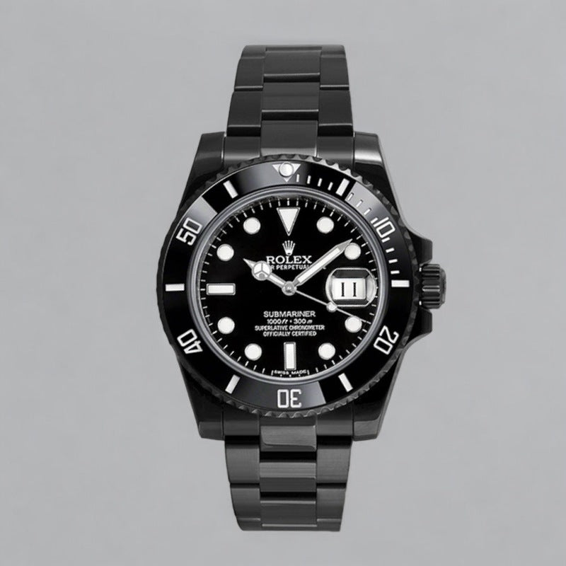 Submariner Date Black PVD/DLC Coated Stainless Steel 40mm Watch 116610LN Custom Black out