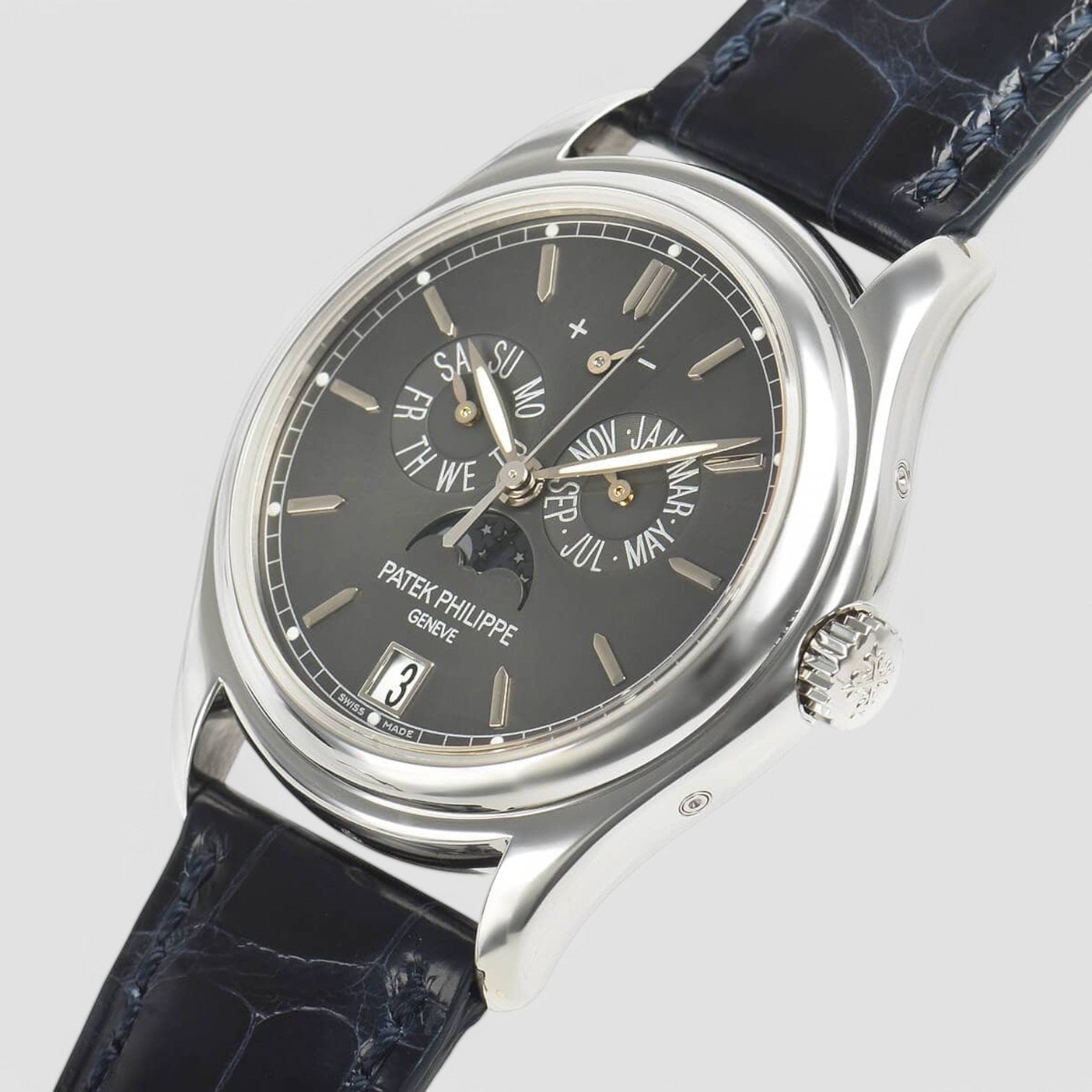 Annual Calendar  Grey Dial Platinum
