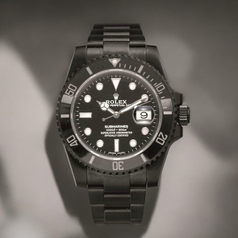 Submariner Date Black PVD/DLC Coated Stainless Steel 40mm Watch 116610LN Custom Black out