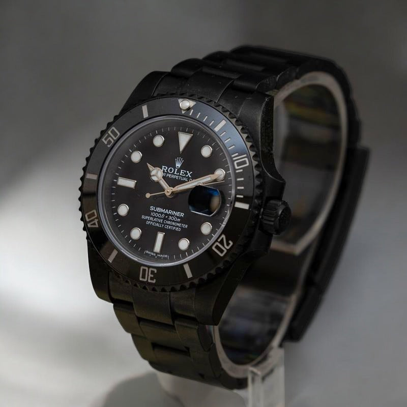 Submariner Date Black PVD/DLC Coated Stainless Steel 40mm Watch 116610LN Custom Black out