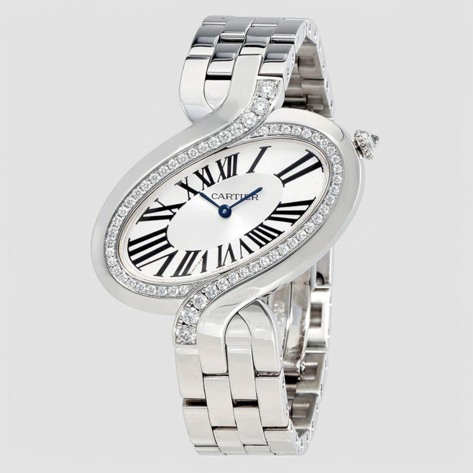Délices de Cartier Silver Dial 18kt White Gold Diamond Unisex Watch