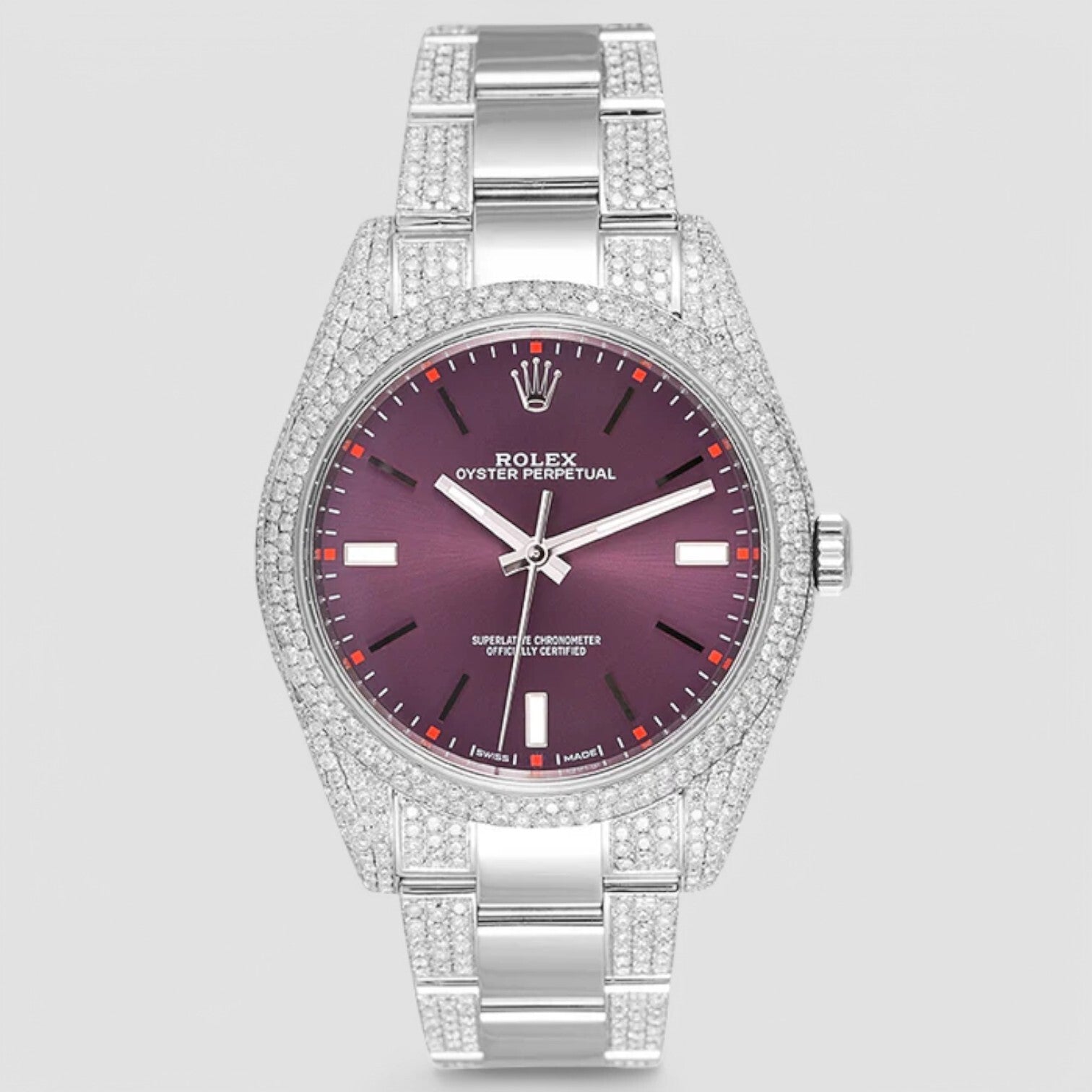 Oyster Perpetual 39 Red Grape 114300 Iced Out