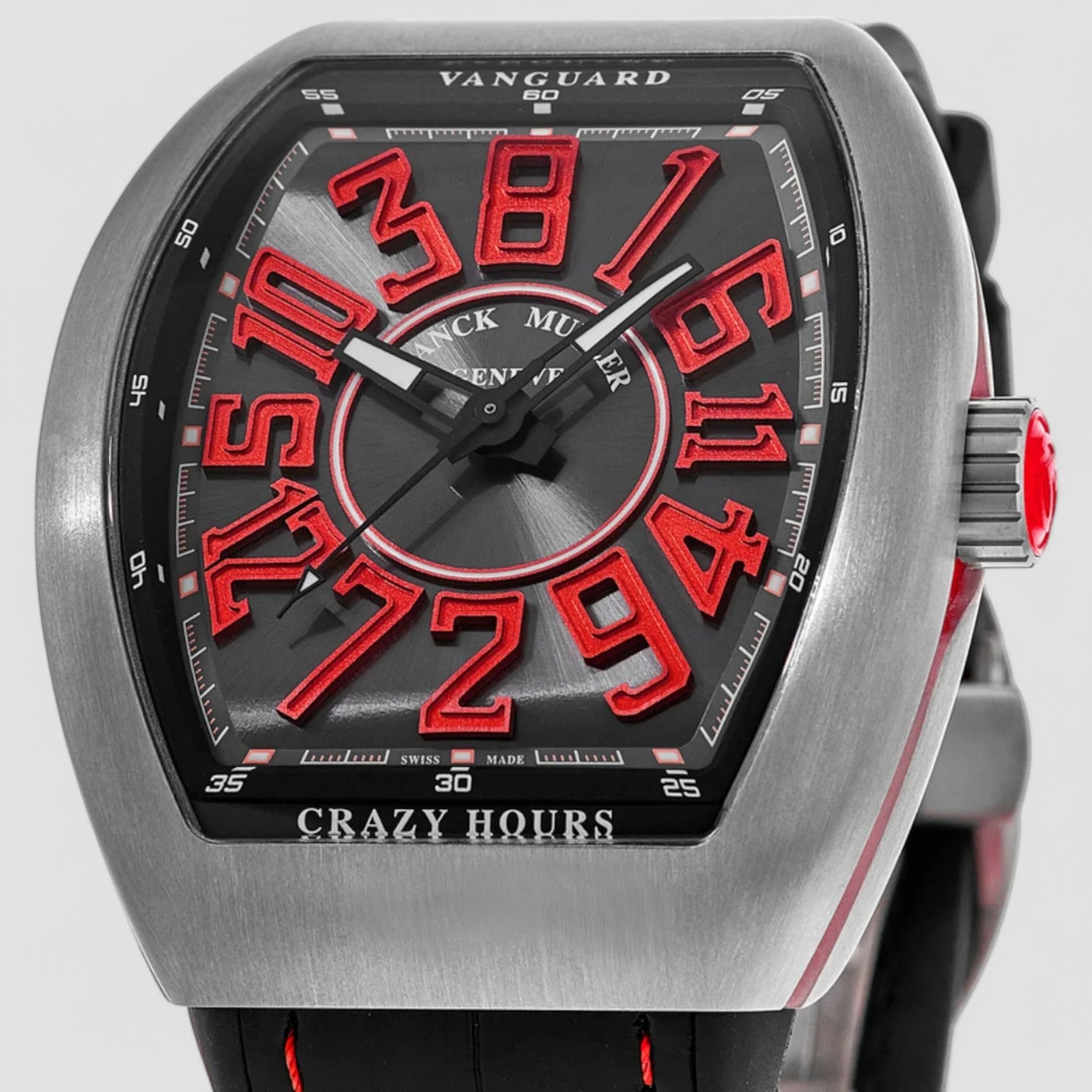 Vanguard Crazy Hours Red Titanium Case Leather Strap  Watch V 45 CH TT BR (ER)