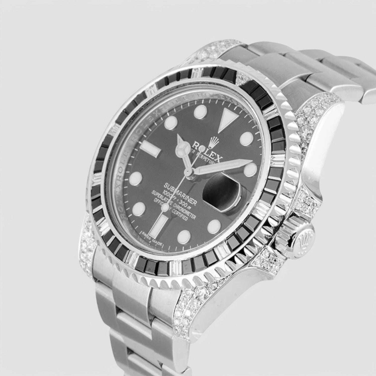 Submariner Date 116610LN Diamond Set with Custom Black Bezel