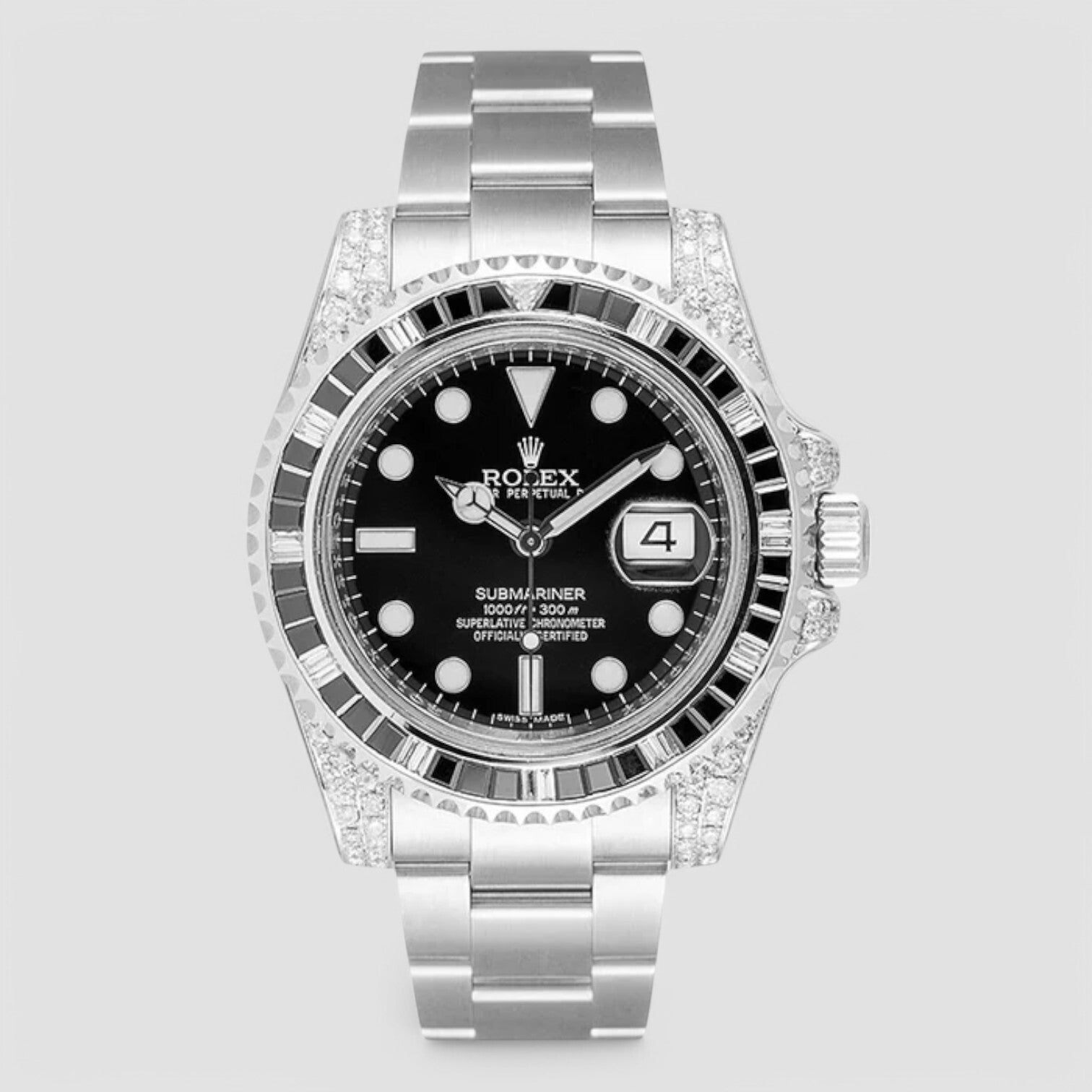 Submariner Date 116610LN Diamond Set with Custom Black Bezel